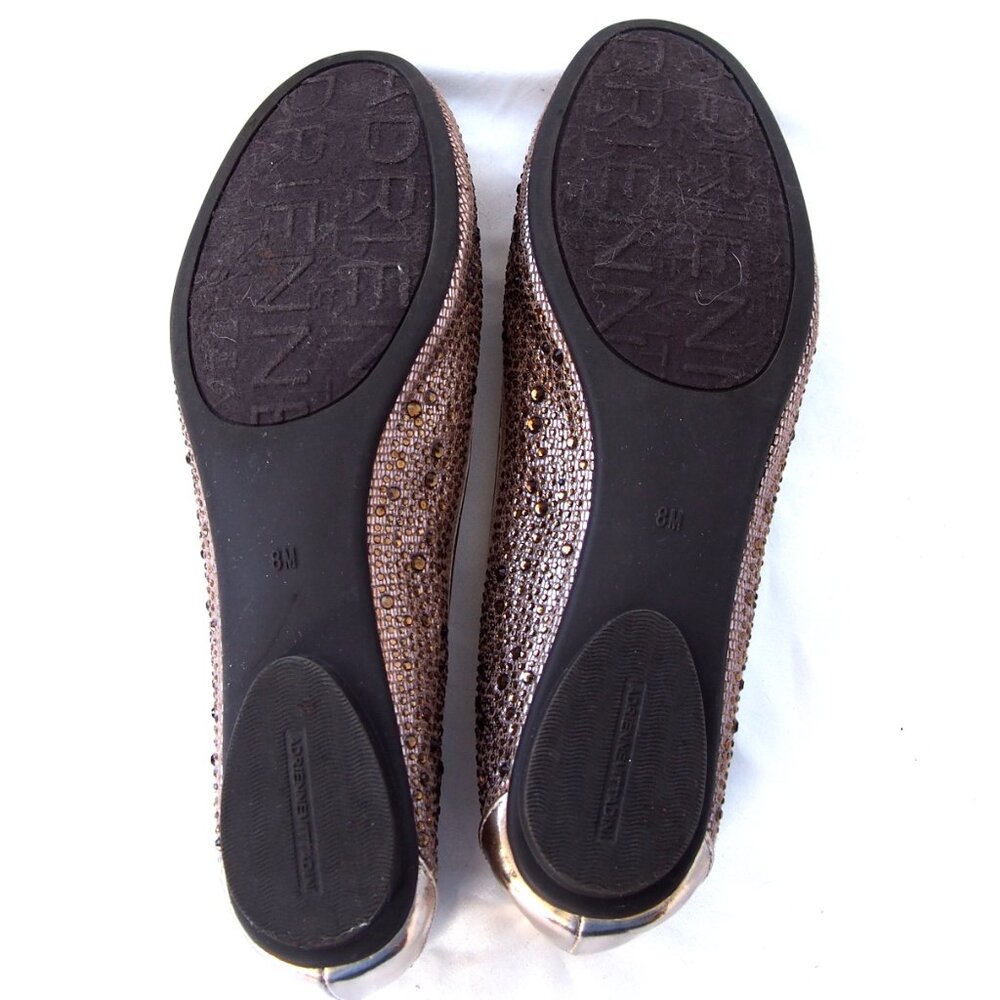 Adrienne Vittadini "Cathi" Embellished Ballet Slip On Gold Flats, Gems Size 8M - Picture 10 of 15